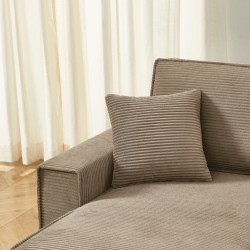 Canapé d'angle convertible et réversible 4 places ZOLA velours côtelé taupe