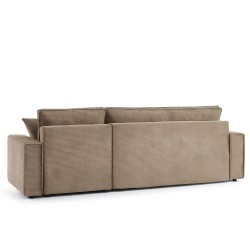 Canapé d'angle convertible et réversible 4 places ZOLA velours côtelé taupe