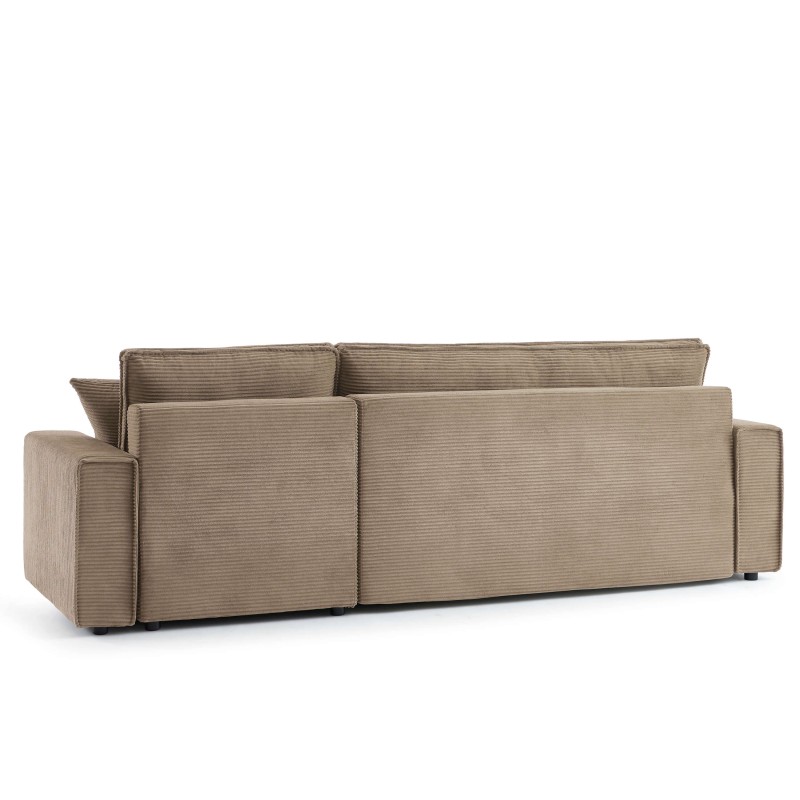 Canapé d'angle convertible et réversible 4 places ZOLA velours côtelé taupe