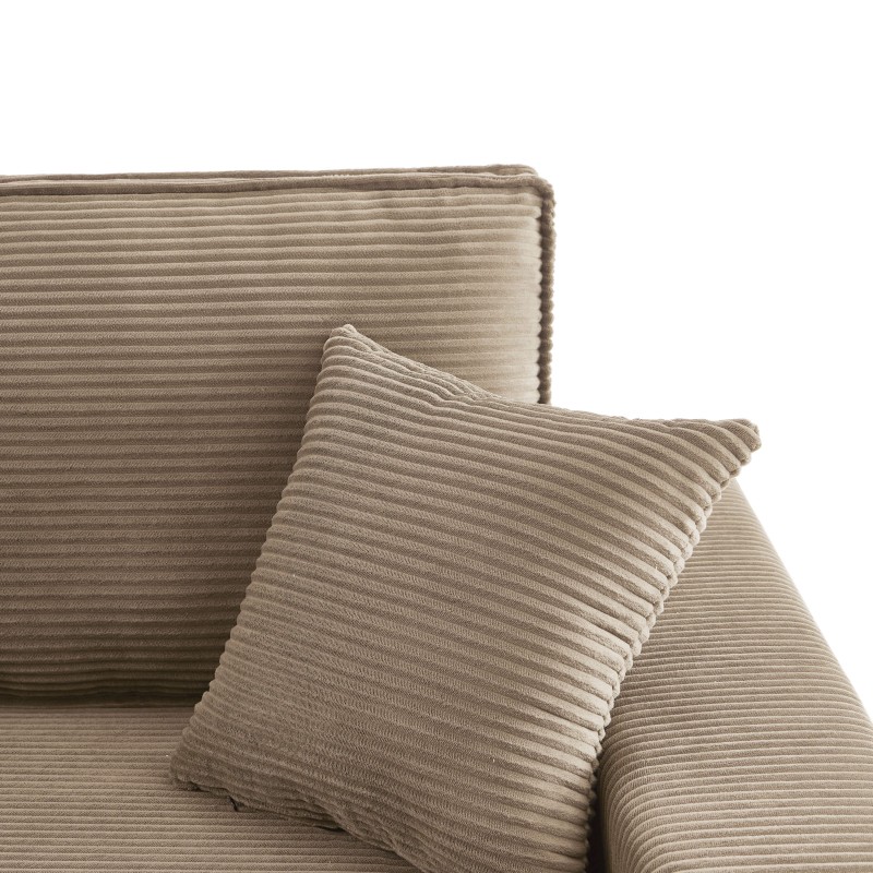 Canapé d'angle convertible et réversible 4 places ZOLA velours côtelé taupe