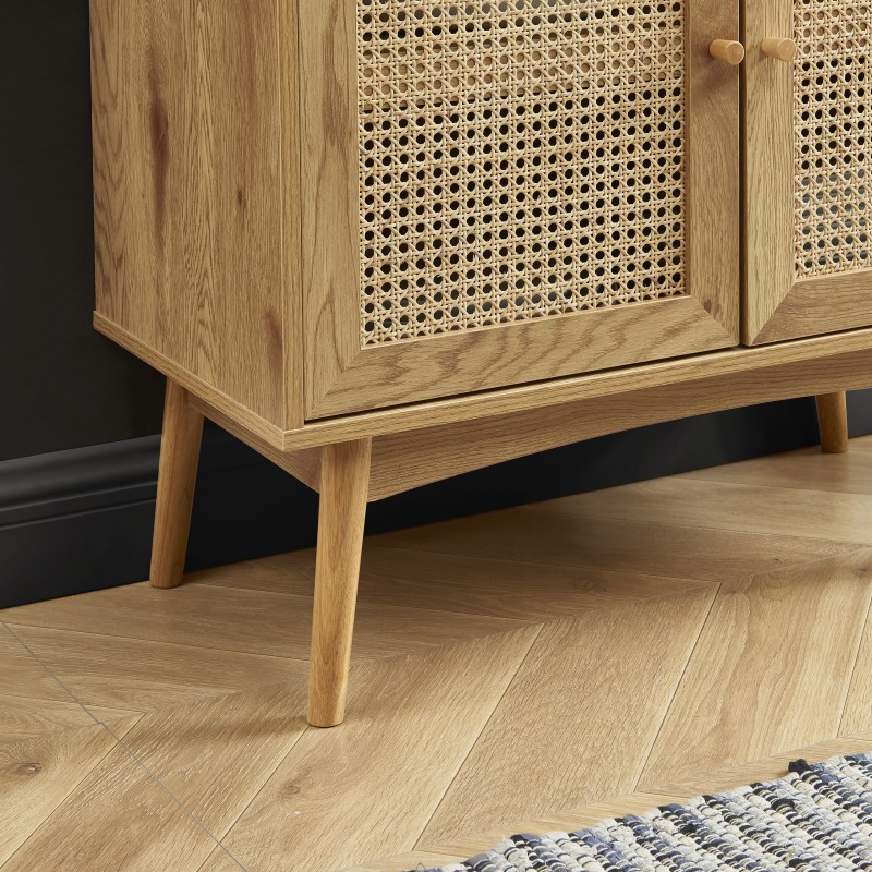 Bibliothèque INES effet chêne et cannage rotin 80cm