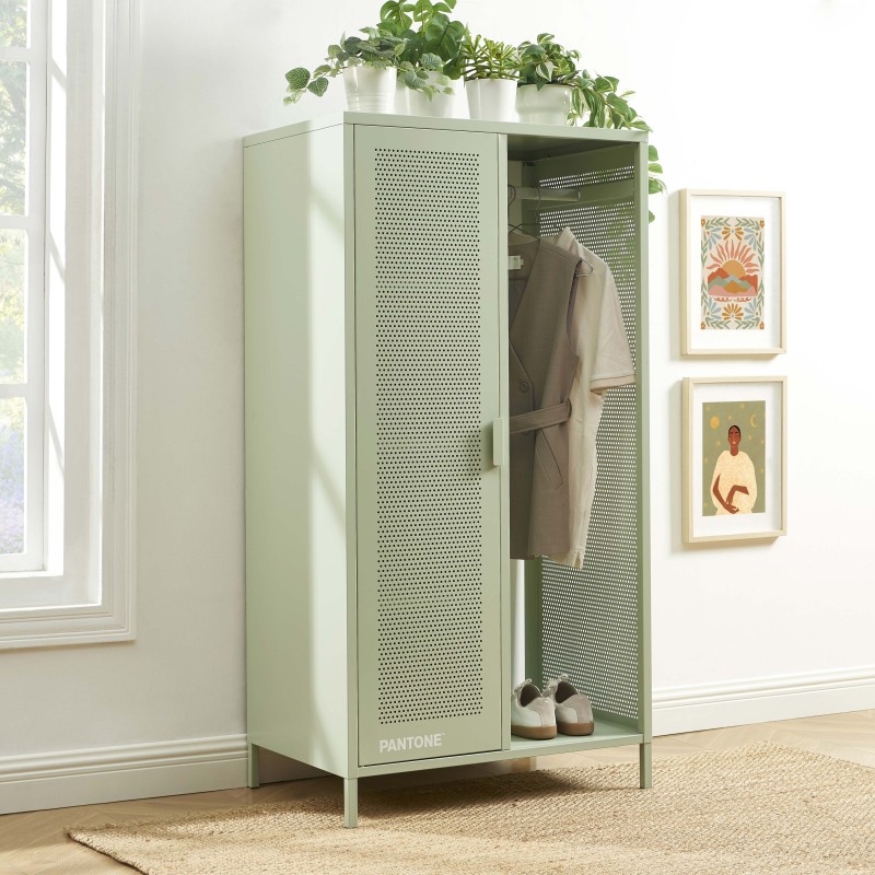 Vestiaire PANTONE métal vert amande avec penderie h145cm
