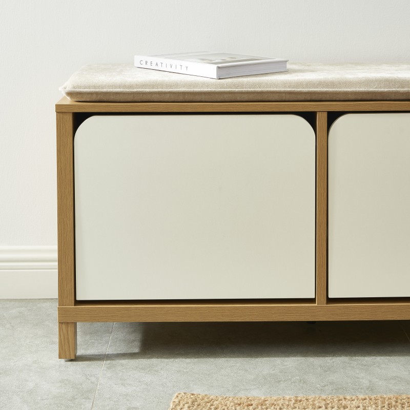 Banc à chassure KILDA blanc effet chêne