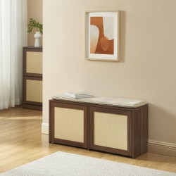 Banc à chaussure HARIA effet noyer
