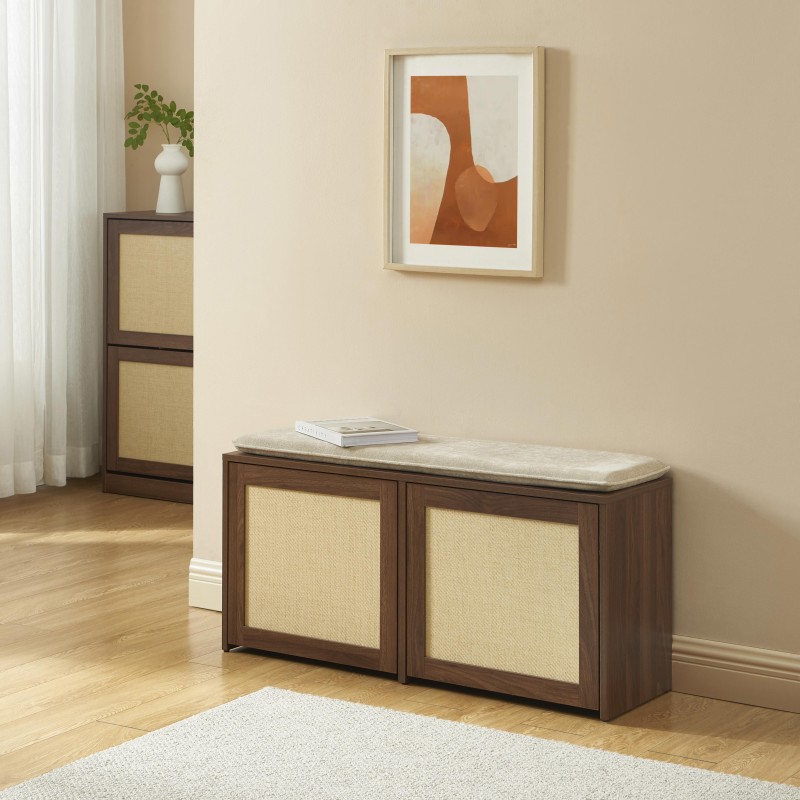Banc à chaussure HARIA effet noyer