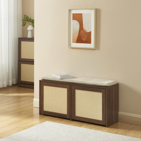 Banc à chaussure HARIA effet noyer