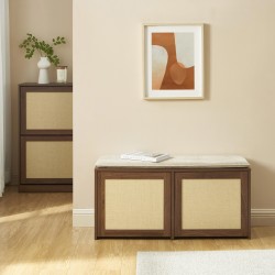Banc à chaussure HARIA effet noyer