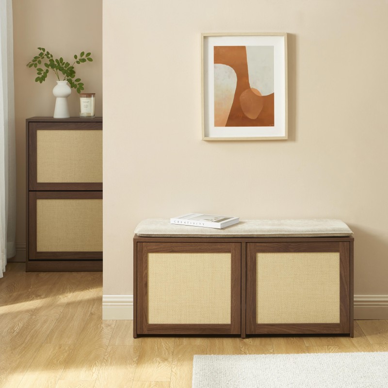 Banc à chaussure HARIA effet noyer