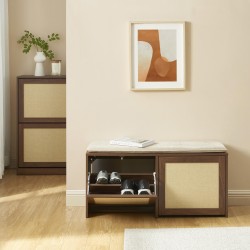 Banc à chaussure HARIA effet noyer