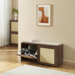 Banc à chaussure HARIA effet noyer