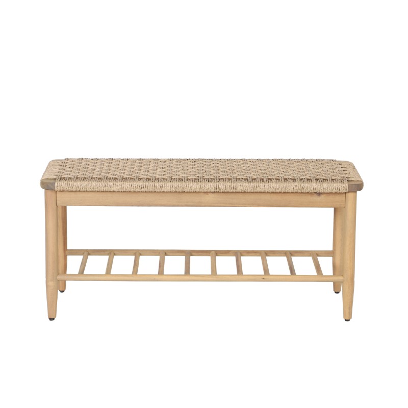Banc intérieur et extérieur HIVA en bois d'acacia et osier