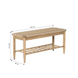 Banc intérieur et extérieur HIVA en bois d'acacia et osier
