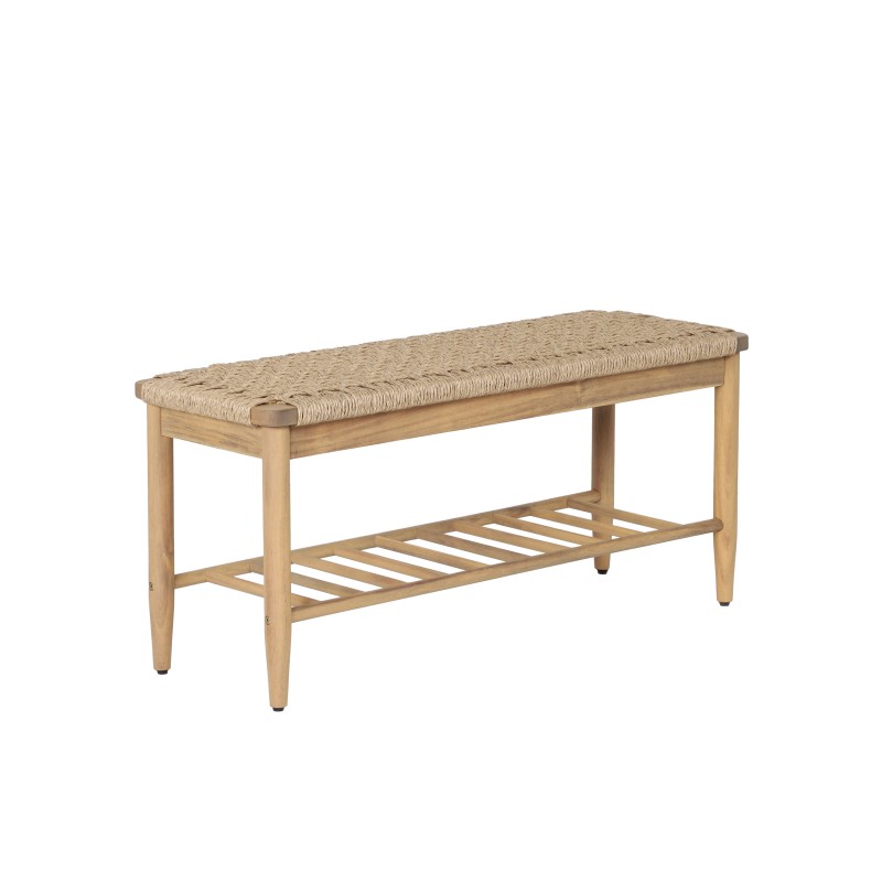 Banc intérieur et extérieur HIVA en bois d'acacia et osier