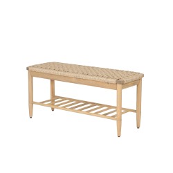 Banc intérieur et extérieur HIVA en bois d'acacia et osier