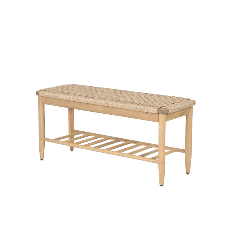Banc intérieur et extérieur HIVA en bois d'acacia et osier