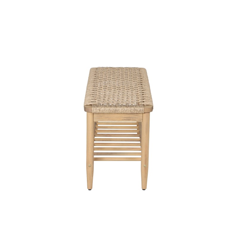 Banc intérieur et extérieur HIVA en bois d'acacia et osier