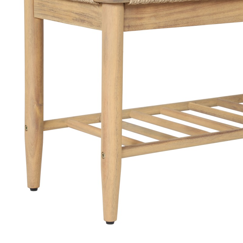 Banc intérieur et extérieur HIVA en bois d'acacia et osier