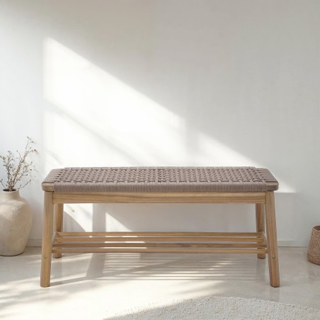 Banc TAVAO en corde marron clair