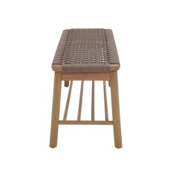 Banc intérieur et extérieur TAVAO en bois d'acacia et corde marron clair