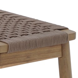 Banc intérieur et extérieur TAVAO en bois d'acacia et corde marron clair