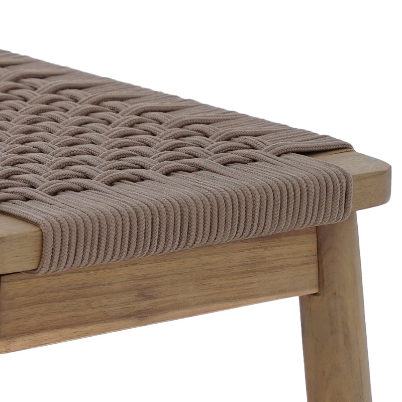 Banc intérieur et extérieur TAVAO en bois d'acacia et corde marron clair