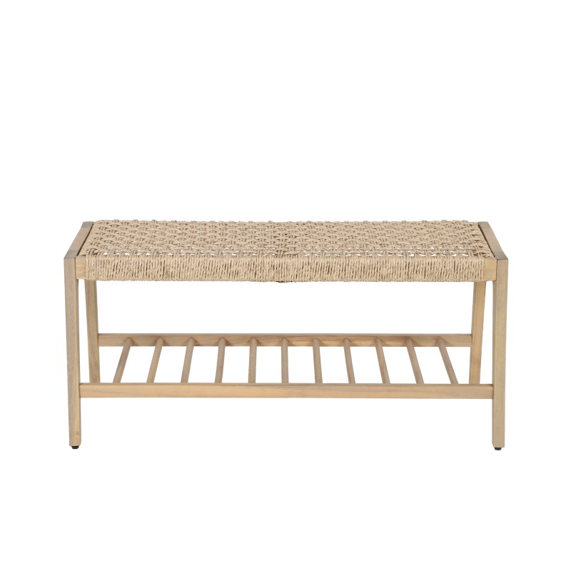 Banc intérieur et extérieur HUKA en bois d'acacia et osier