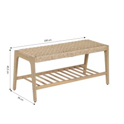 Banc intérieur et extérieur HUKA en bois d'acacia et osier