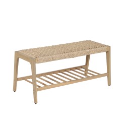 Banc intérieur et extérieur HUKA en bois d'acacia et osier