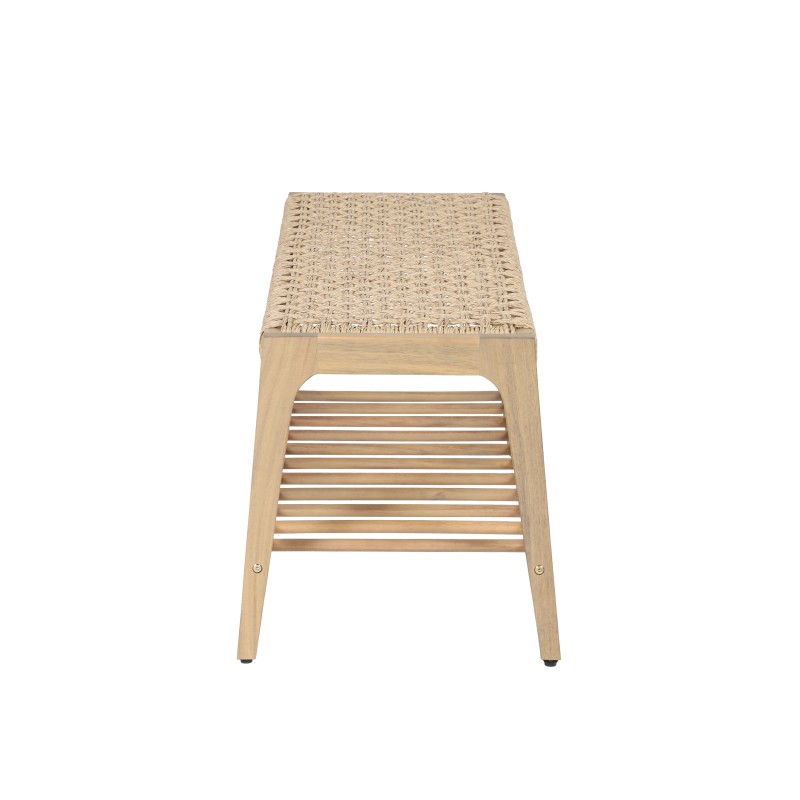 Banc intérieur et extérieur HUKA en bois d'acacia et osier