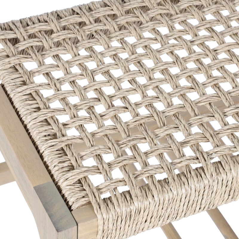 Banc intérieur et extérieur HUKA en bois d'acacia et osier