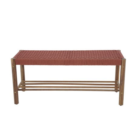 Banc intérieur et extérieur TONGO en bois d'acacia et corde terracotta