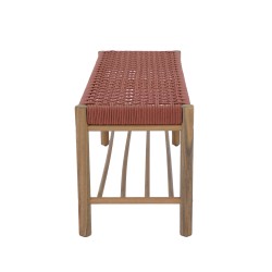 Banc intérieur et extérieur TONGO en bois d'acacia et corde terracotta