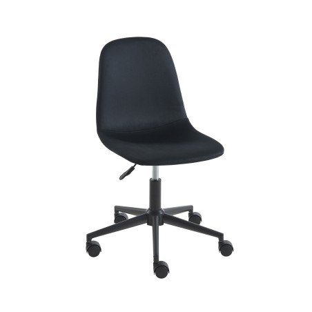 Chaise de bureau LENA velours noir à roulettes