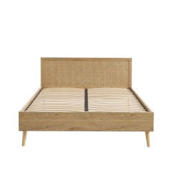 Lit double INES 140x190 cannage rotin sommier inclus