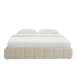 Lit coffre LAVINIA tissu beige 180x200 sommier inclus