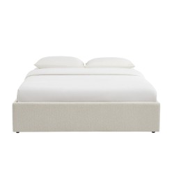 Lit coffre MARCY tissu chenille beige 160x200 sommier inclus