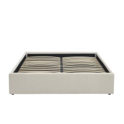 Lit coffre MARCY tissu chenille beige 160x200 sommier inclus