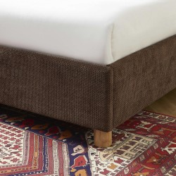 Lit coffre TSUKI  velours côtelé marron cannage sommier 160x200 inclus