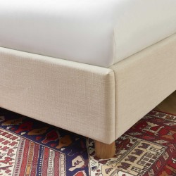 Lit coffre TSUKI  tissu beige lin cannage sommier 160x200 inclus