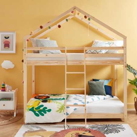 Lit cabane superposé TINY pin massif 90x190 sommier inclus