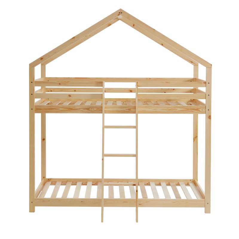 Lit cabane superposé TINY 90x190 pin naturel sommier inclus