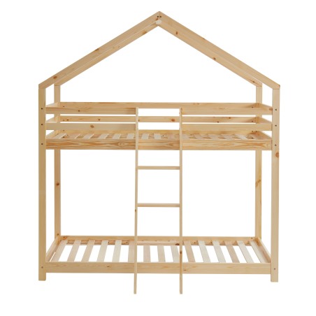 Lit cabane superposé TINY pin massif 90x190 sommier inclus