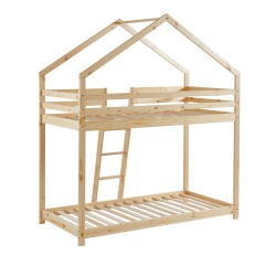 Lit cabane superposé TINY 90x190 pin naturel sommier inclus