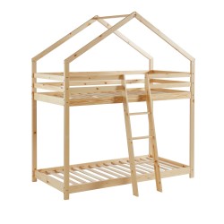 Lit cabane superposé TINY 90x190 pin naturel sommier inclus