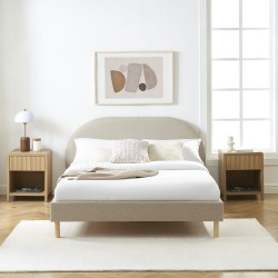 Lit NEBULA tissu grège 140x190 sommier inclus