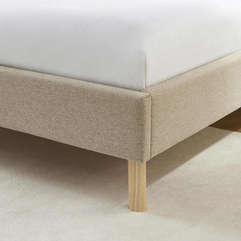 Lit NEBULA tissu grège 140x190 sommier inclus