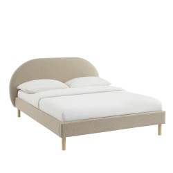 Lit NEBULA tissu grège 140x190 sommier inclus