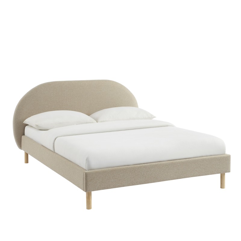 Lit NEBULA tissu grège 140x190 sommier inclus