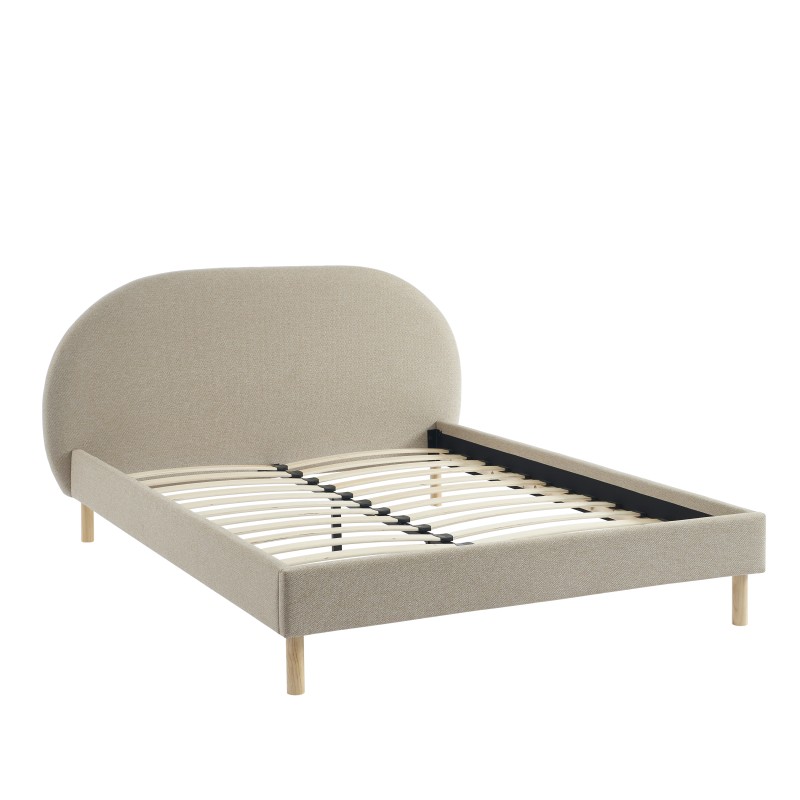 Lit NEBULA tissu grège 140x190 sommier inclus