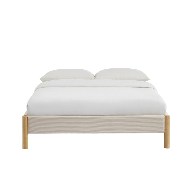 Lit BOWI tissu beige 140*190 sommier inclus